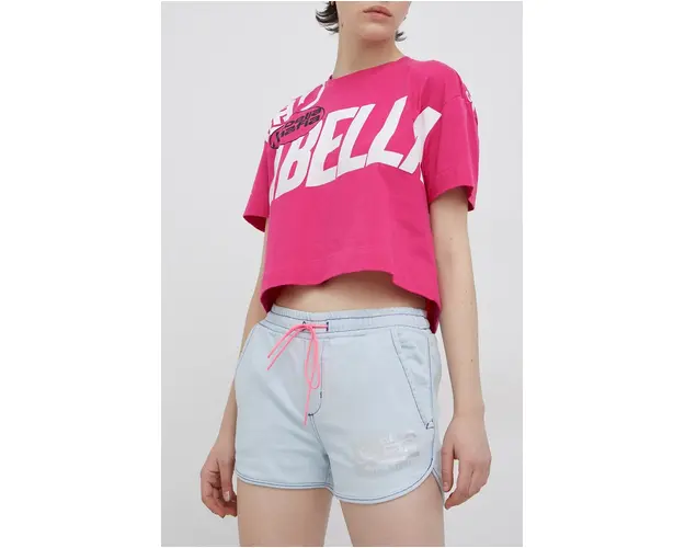 LaBellaMafia pantaloni scurti femei, cu imprimeu, medium waist