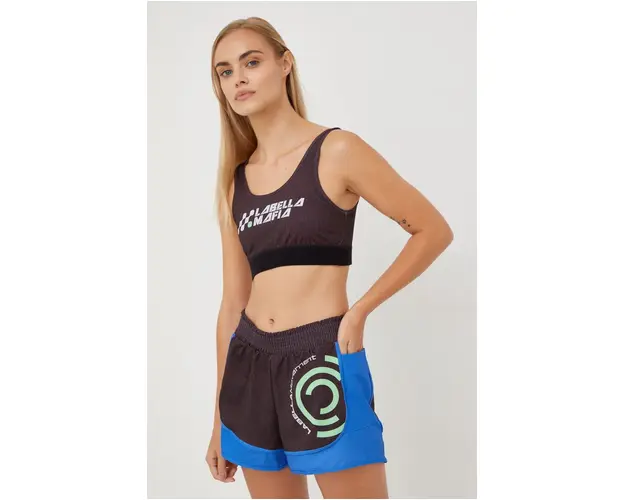 LaBellaMafia top si pantaloni scurti de antrenament Movement femei, culoarea negru