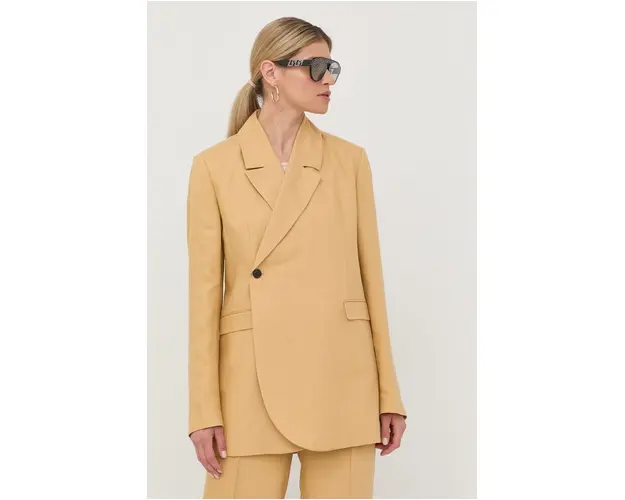 Herskind blazer din amestec de in culoarea bej, un singur rand de nasturi, neted