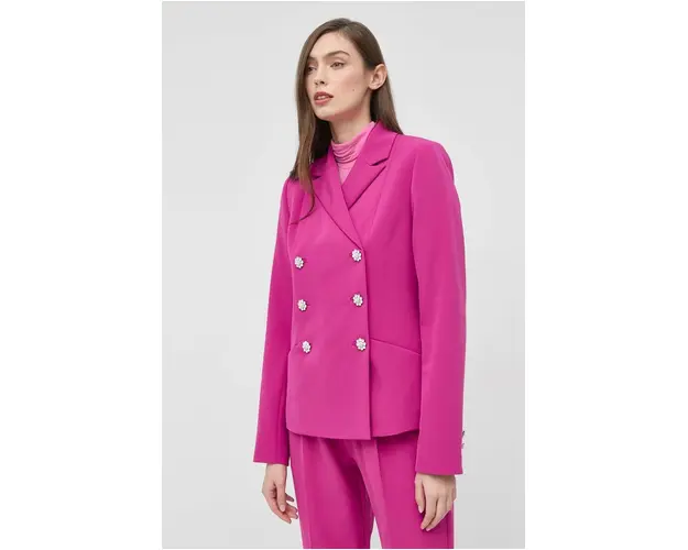 Custommade sacou Finja culoarea roz, cu doua randuri de nasturi, neted