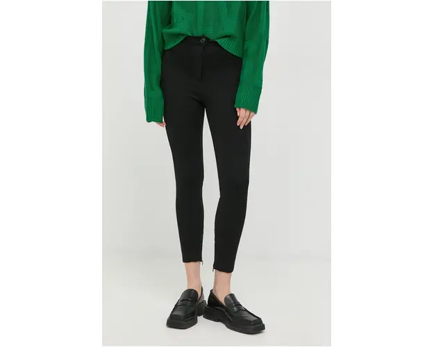 Silvian Heach pantaloni femei, culoarea negru, mulata, high waist