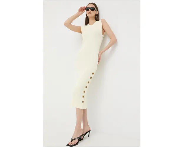 Notes du Nord rochie culoarea galben, midi, mulata