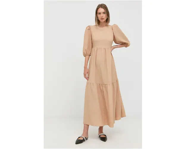 Notes du Nord rochie culoarea bej, maxi, evazati