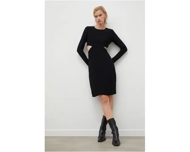 Herskind rochie culoarea negru, mini, drept