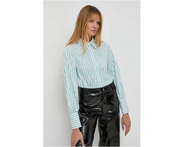 Beatrice B camasa din bumbac femei, culoarea verde, cu guler clasic, regular