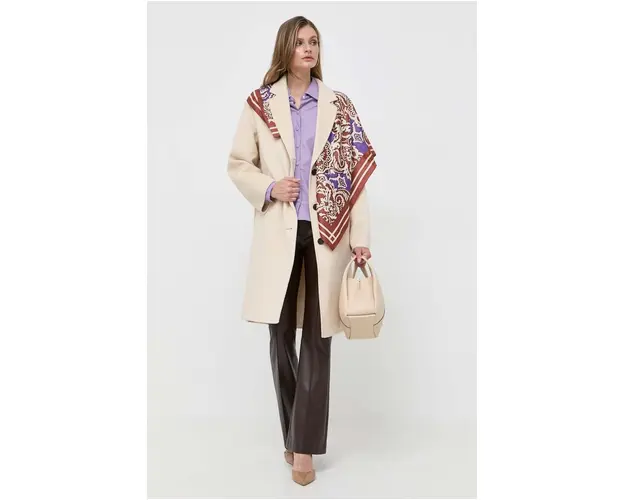 Beatrice B palton de lana culoarea bej, de tranzitie, oversize