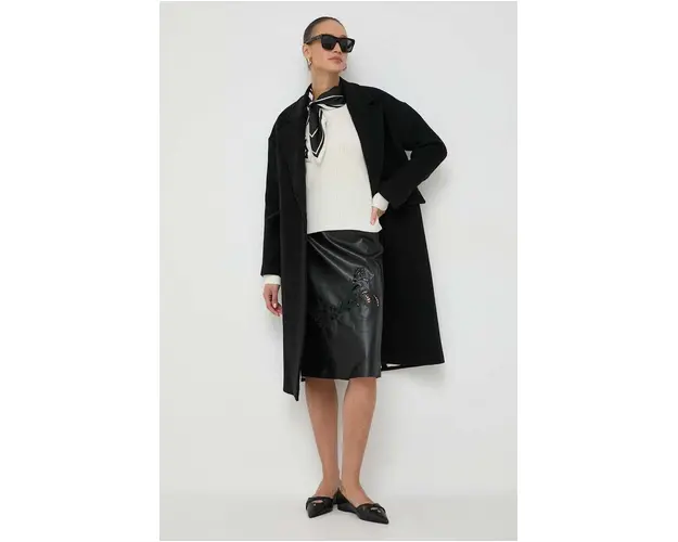 Beatrice B palton de lana culoarea negru, de tranzitie, oversize