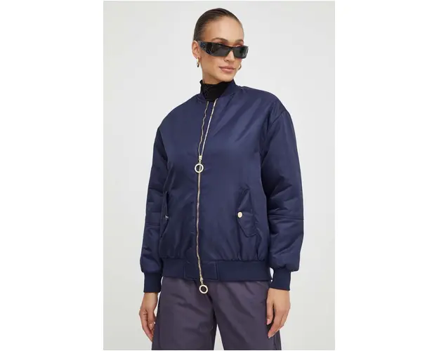 Silvian Heach geaca bomber femei, culoarea albastru marin, de tranzitie