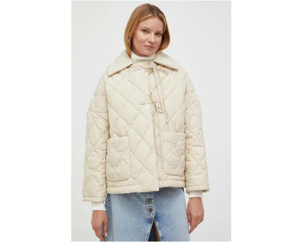 Beatrice B geaca femei, culoarea bej, de iarna, oversize