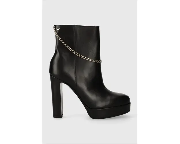 Wojas cizme de piele femei, culoarea negru, cu toc drept, 5521051