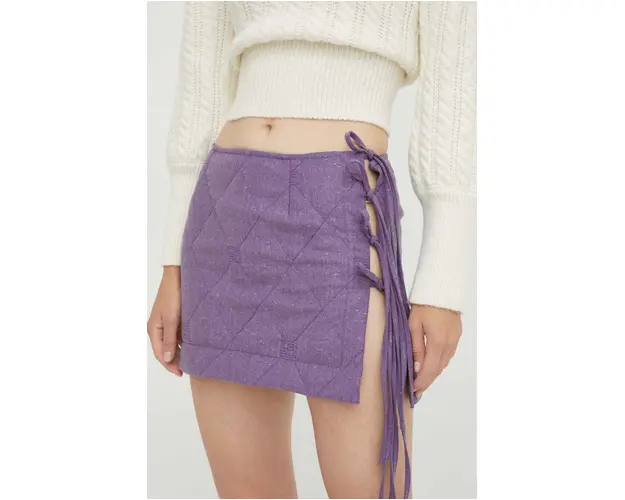 Beatrice B fusta de lana culoarea violet, mini, creion