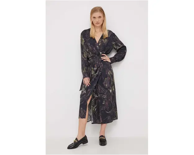 Mos Mosh rochie culoarea negru, midi, evazati