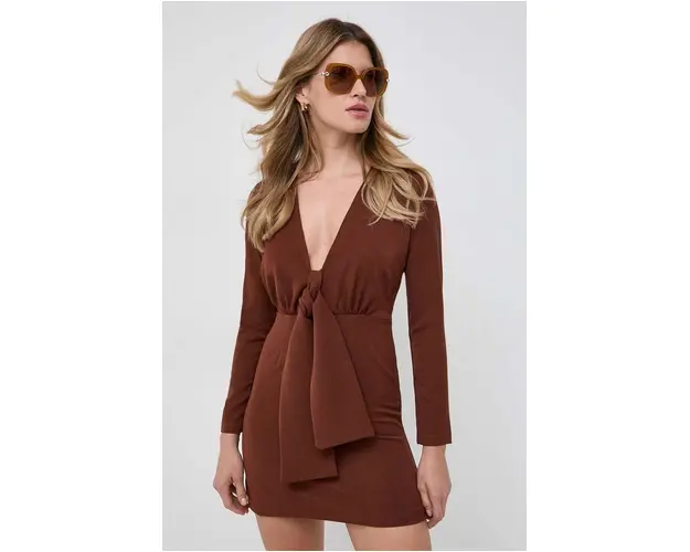 Silvian Heach rochie culoarea maro, mini, mulata