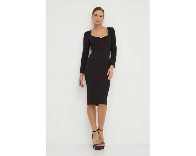 Nissa rochie culoarea negru, midi, mulata