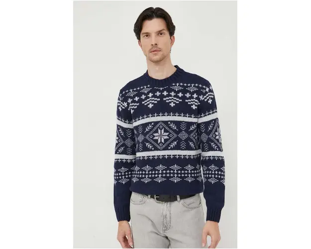 Blauer pulover barbati, culoarea albastru marin, calduros