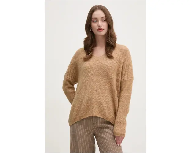 Mos Mosh pulover de lana femei, culoarea bej