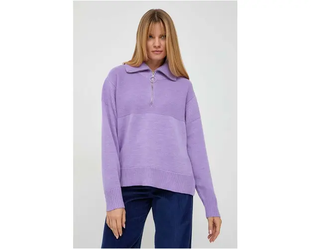 Beatrice B pulover de lana femei, culoarea violet, light, cu turtleneck