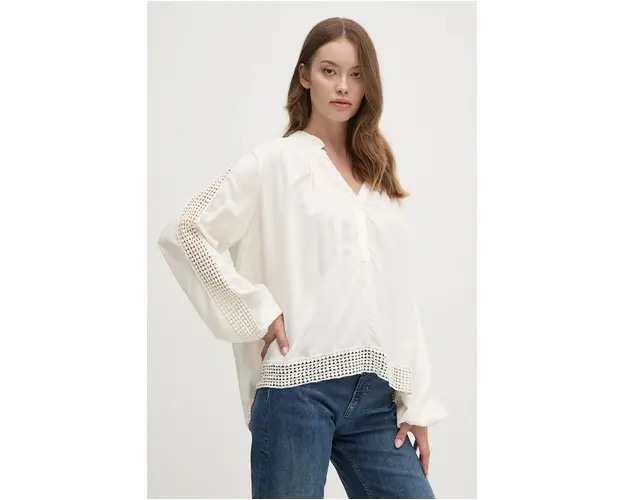 Mos Mosh bluza femei, culoarea bej, neted, 165410