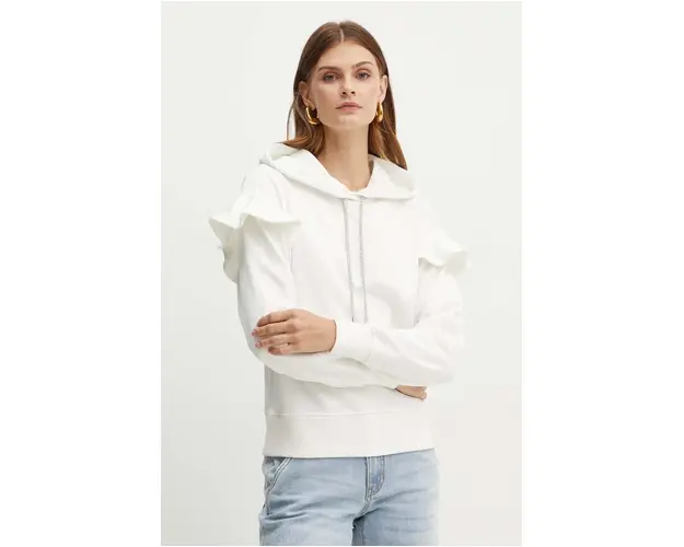 Silvian Heach hanorac de bumbac LINDER femei, culoarea bej, cu gluga, neted, GPA24338FE