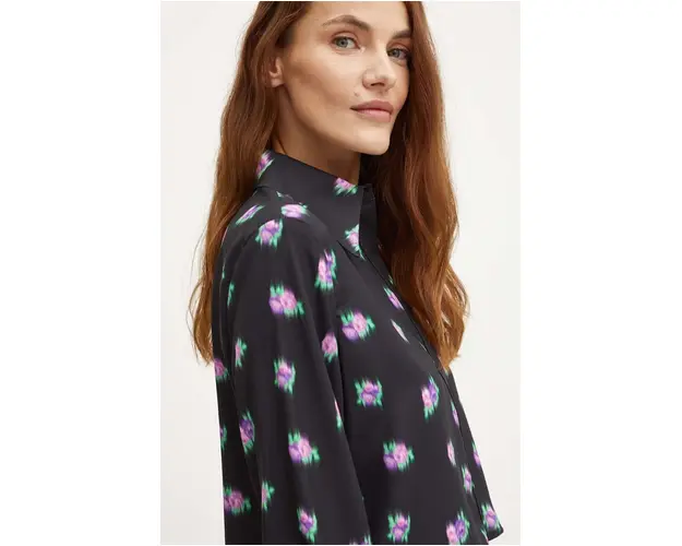 Silvian Heach camasa ERTIL femei, culoarea negru, cu guler clasic, regular, GPA24138CA