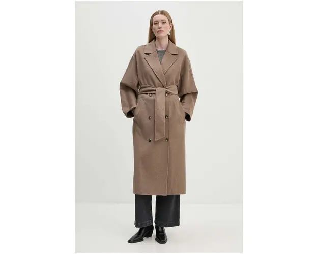 Day Birger et Mikkelsen palton Howard - Double Faced Wool femei, culoarea bej, de tranzitie, cu doua randuri de nasturi, DAY65243401