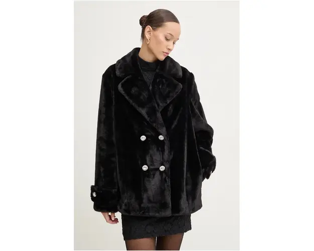 Blugirl Blumarine palton femei, culoarea negru, de tranzitie, cu doua randuri de nasturi, RF4035.E0885