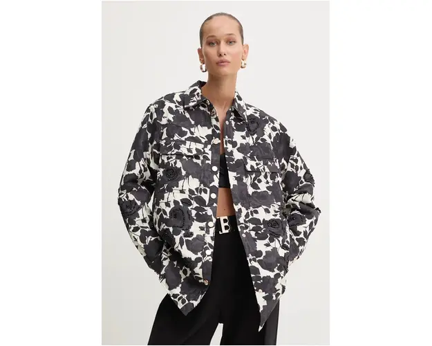 Blugirl Blumarine geaca femei, culoarea gri, de tranzitie, oversize, RF4091.T3637