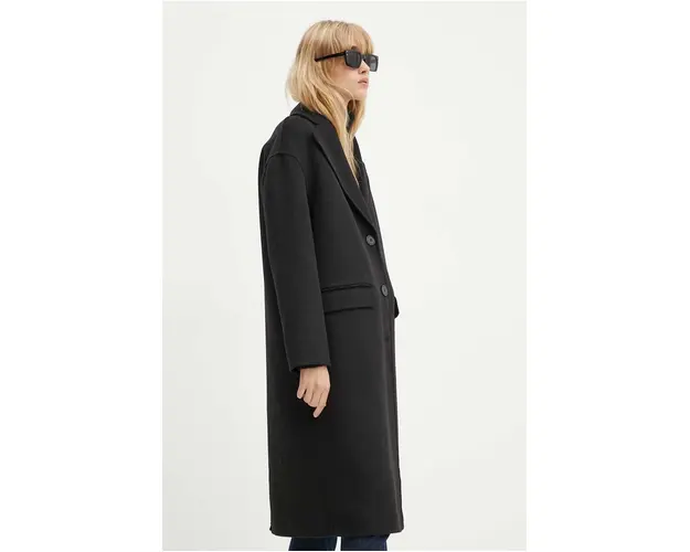 Silvian Heach palton de lana BRIESE culoarea negru, de tranzitie, oversize, GPA24017CP
