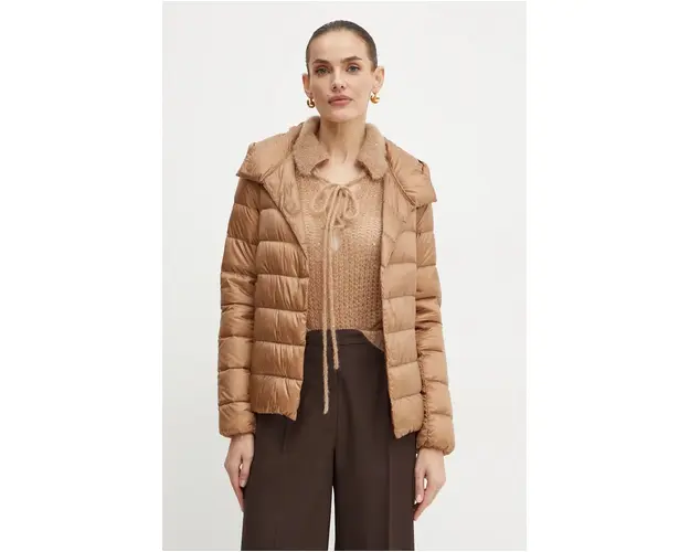 Liviana Conti geaca de puf femei, culoarea maro, de tranzitie, F4WW04
