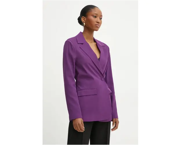 Silvian Heach sacou HERING culoarea violet, cu doua randuri de nasturi, neted, GPA24117GC