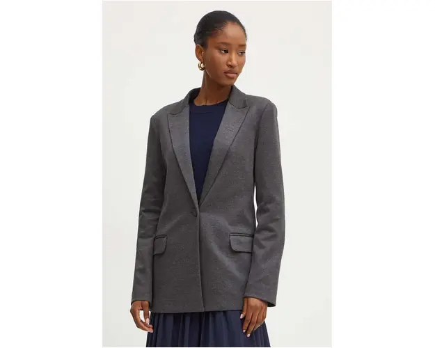 Silvian Heach sacou LATHAN culoarea gri, un singur rand de nasturi, neted, GPA24118GC