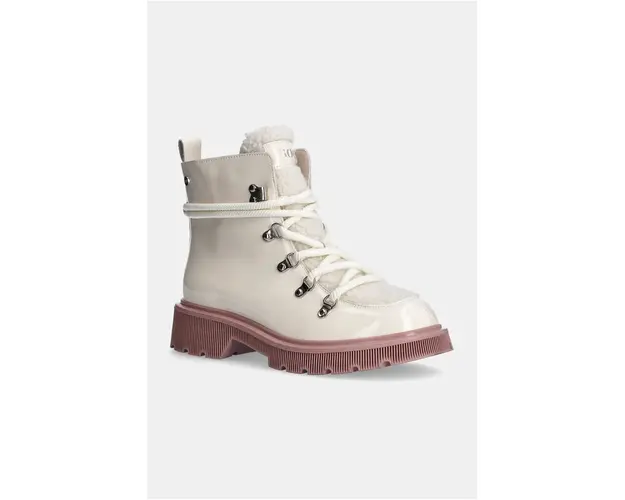 GOE botine femei, culoarea bej, cu toc plat, izolat, MM2N4083 WHITE