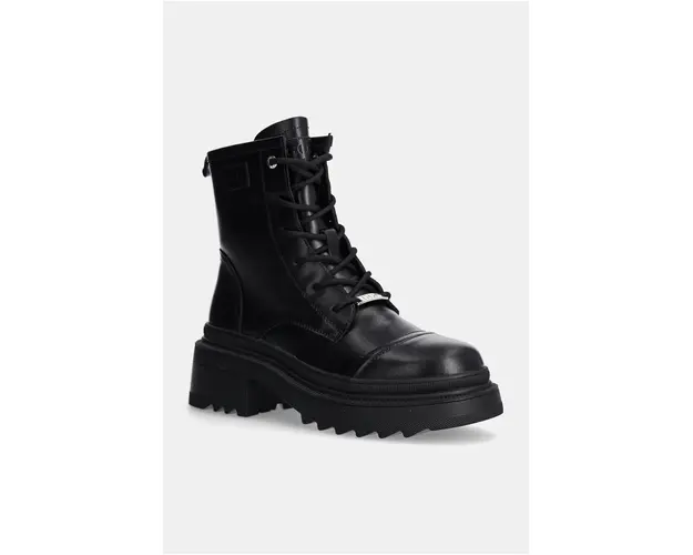 GOE bocanci de piele femei, culoarea negru, cu platforma, izolare usoara, OO2N4115 BLACK