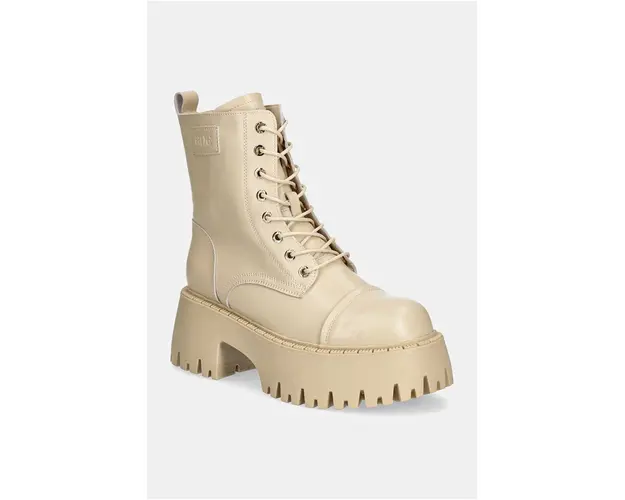 GOE bocanci de piele femei, culoarea bej, cu platforma, izolat, OO2N4122 BEIGE