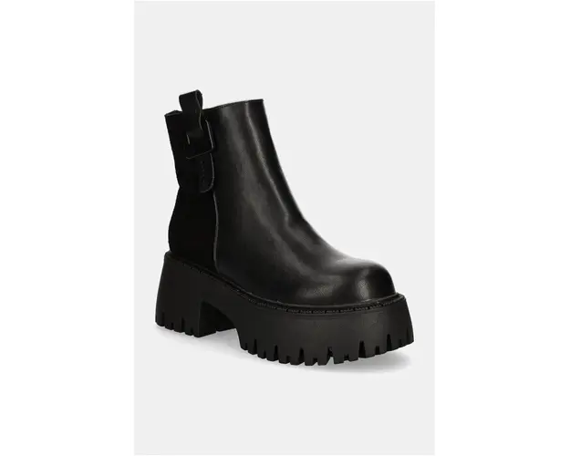 GOE cizme de piele femei, culoarea negru, cu platforma, izolare usoara, OO2N4149 BLACK