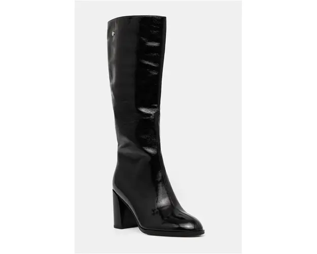 GOE ghete de piele femei, culoarea negru, cu toc drept, izolare usoara, OO2N4408 BLACK