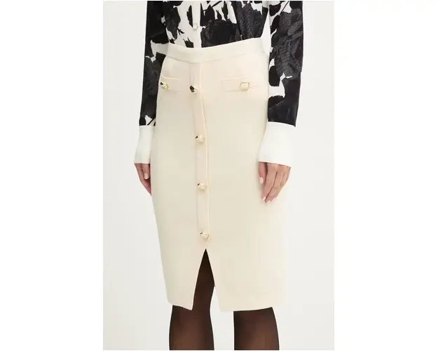 Blugirl Blumarine fusta culoarea bej, mini, creion, RF4022.MAB01