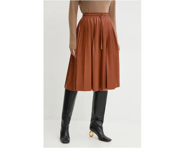 Silvian Heach fusta KRINI culoarea maro, midi, evazati, GPA24052GO