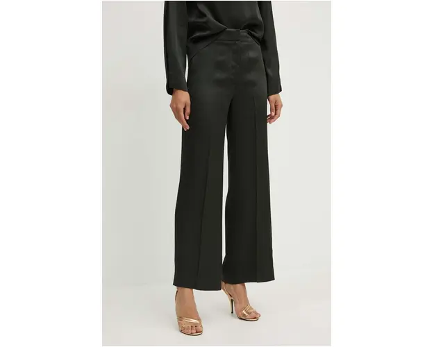 Liviana Conti pantaloni femei, culoarea verde, drept, high waist, F4WS64