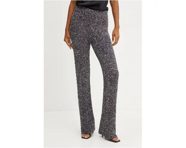 Liviana Conti pantaloni femei, culoarea gri, evazati, high waist, L4WG29