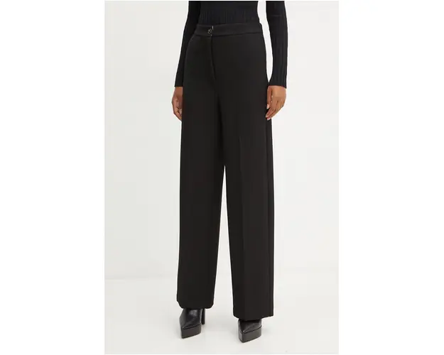 Liviana Conti pantaloni femei, culoarea negru, drept, high waist, L4WM24