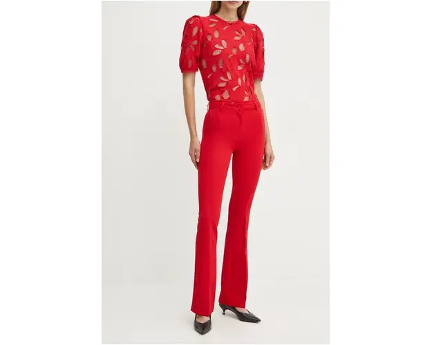 Silvian Heach pantaloni REIF femei, culoarea rosu, lat, high waist, GPA24007PA