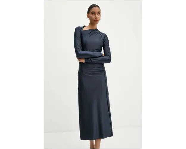 Day Birger et Mikkelsen rochie Lori - Glossy Stretch culoarea albastru marin, maxi, mulata, DAY65243441