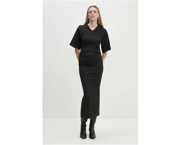 Day Birger et Mikkelsen rochie Margaret - Modern Interlock culoarea negru, maxi, mulata, DAY65243428
