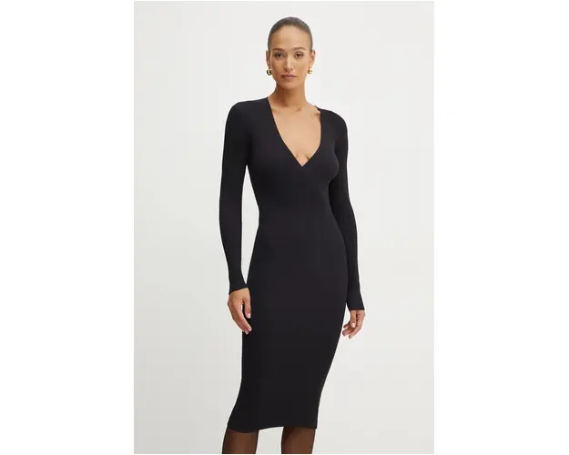 Silvian Heach rochie CARLOS culoarea negru, midi, mulata, GPA24256VE