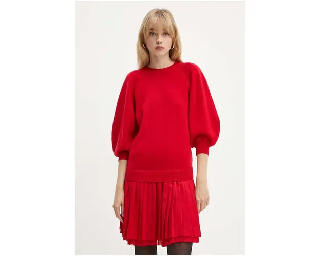 Silvian Heach rochie din amestec de lana DANNY culoarea rosu, mini, evazati, GPA24210VE