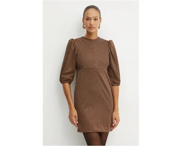Silvian Heach rochie GABA culoarea maro, mini, evazati, GPA24123VE