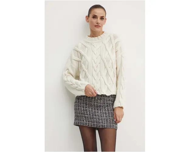 Liviana Conti pulover de casmir culoarea bej, calduros, F4WC34