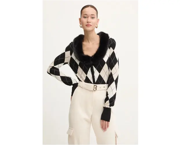 Blugirl Blumarine cardigan din amestec de lana culoarea negru, light, RF4192.MS14G