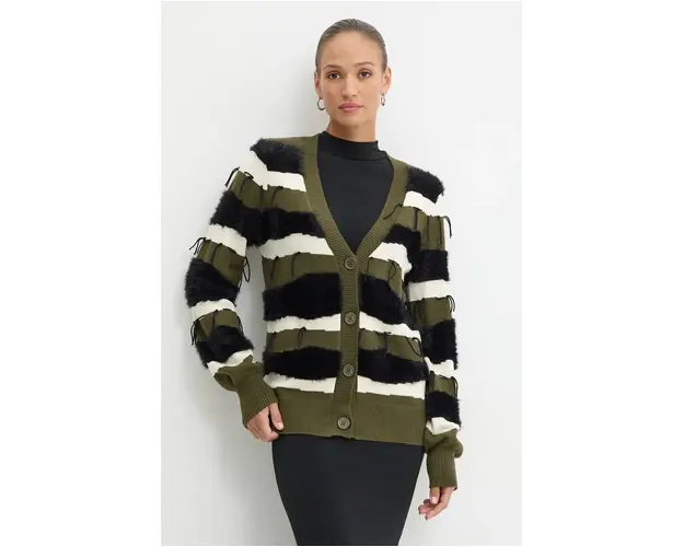 Silvian Heach cardigan MANFRED femei, culoarea verde, light, GPA24078CD
